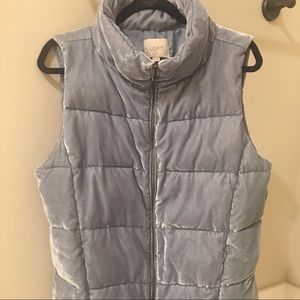LOFT Soft blue velvet vest. Size Large.